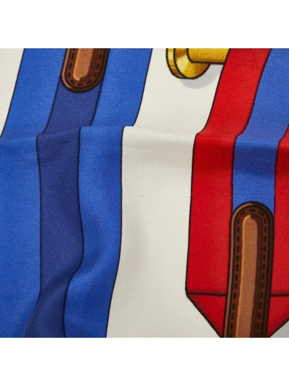 Hermes Carre 90 les Sangles Suspender Belt Scarf White Multicolor Silk